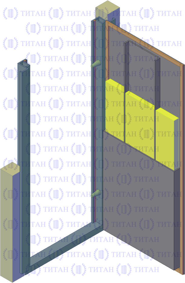 Металлическая дверь, трехслойная гнуто-сварная конструкция с двойным контуром уплотнения