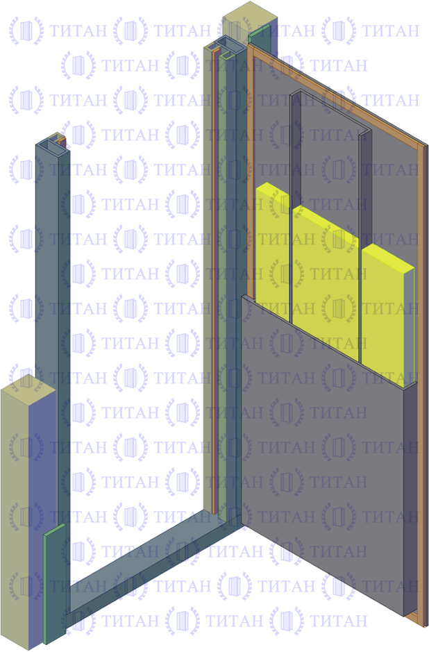 Металлическая дверь, трехслойная гнуто-сварная конструкция со сплошным противосъемом, с рамой из профильной трубы и нащельником