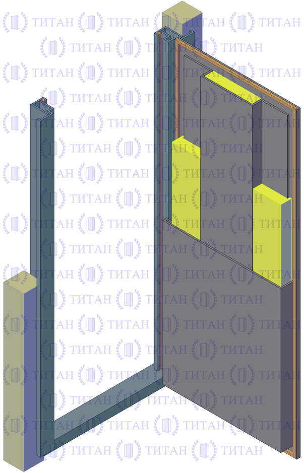 Металлическая дверь, трехслойная гнуто-сварная конструкция со сплошным противосъемом и сложной рамой из гнутого профиля