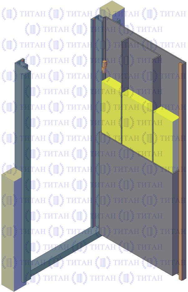 Металлическая дверь, трехслойная конструкция со скрытыми петлями и усиленным притвором